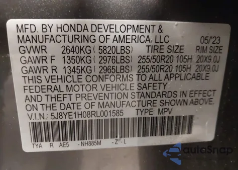 2024 Acura Mdx A-Spec z USA, uszkodzony, nr VIN 5J8YE1H08RL001585